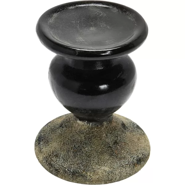 Creative CoOp 2Tone Sculptural Terracotta Pillar Candle Holder Distressed GreenBlack