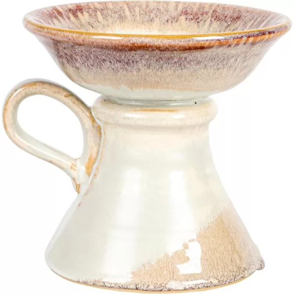 Creative CoOp 525 Inches Stoneware Handle and Reactive Glaze for 5 Inches Pillar Brown Candle Holder
