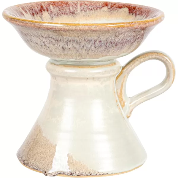 Creative CoOp 525 Inches Stoneware Handle and Reactive Glaze for 5 Inches Pillar Brown Candle Holder