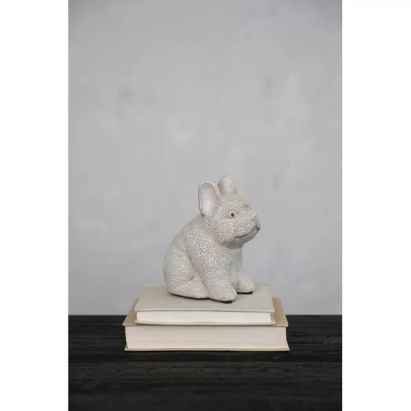 Creative CoOp 625 Inches TerraCotta French Bulldog Figurine White Accent Decor