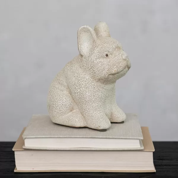 Creative CoOp 625 Inches TerraCotta French Bulldog Figurine White Accent Decor
