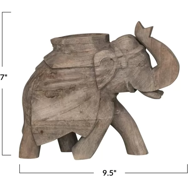 Creative CoOp 7 Inches HandCarved Mango Wood Elephant Figurine Sandwashed Finish Accent Decor Gray