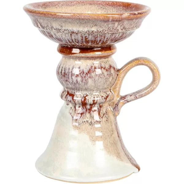 Creative CoOp 75 Inches Stoneware Handle and Reactive Glaze for 5 Inches Pillar Brown Candle Holder