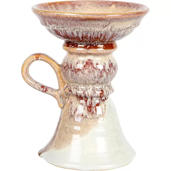 Creative CoOp 75 Inches Stoneware Handle and Reactive Glaze for 5 Inches Pillar Brown Candle Holder