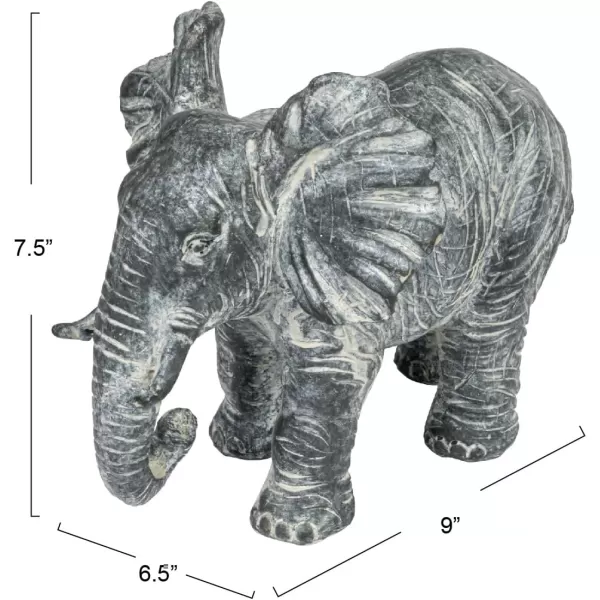 Creative CoOp 775 Inches Resin Elephant Figurine Distressed Grey Accent Decor Gray