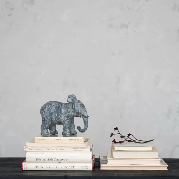 Creative CoOp 775 Inches Resin Elephant Figurine Distressed Grey Accent Decor Gray