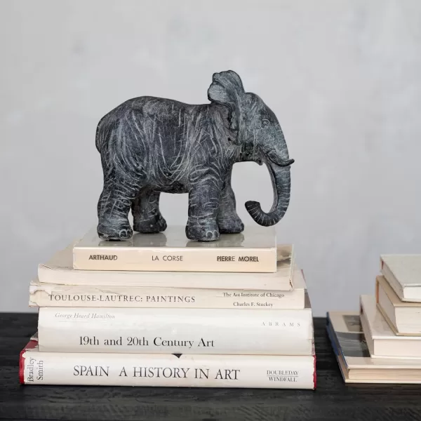 Creative CoOp 775 Inches Resin Elephant Figurine Distressed Grey Accent Decor Gray