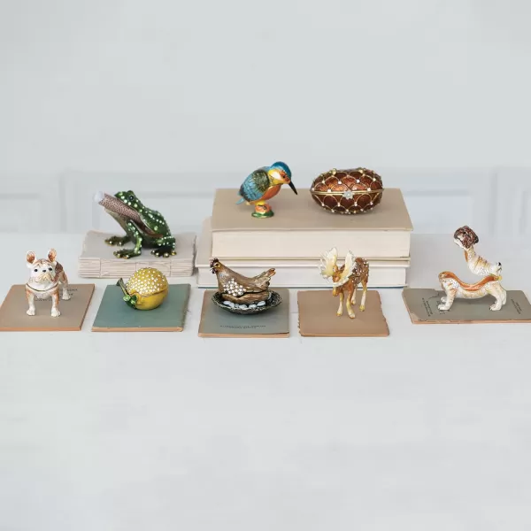 Creative CoOp Amber Jeweled Egg Trinket Box AmberFrench Bulldog