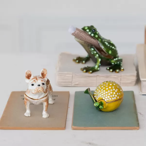Creative CoOp Amber Jeweled Egg Trinket Box AmberFrench Bulldog