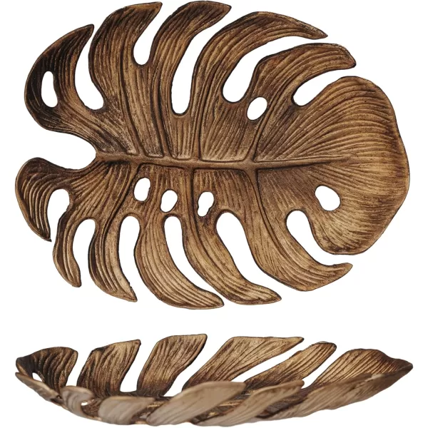 Creative CoOp Antique Monstera Leaf Elegance Gold