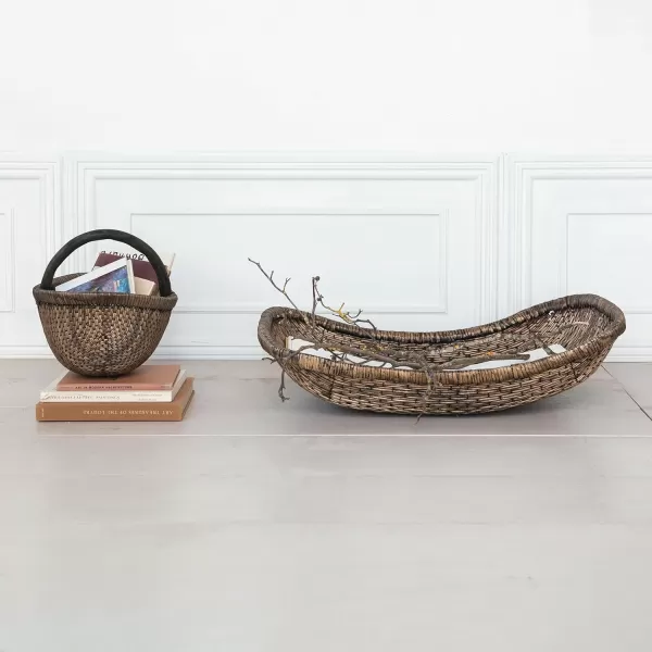 Creative CoOp Antique Woven Wicker Tray Basket BrownBasket