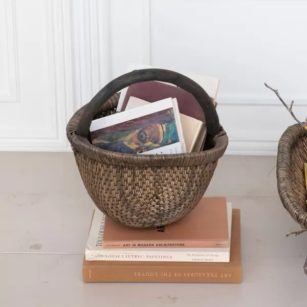 Creative CoOp Antique Woven Wicker Tray Basket BrownBasket