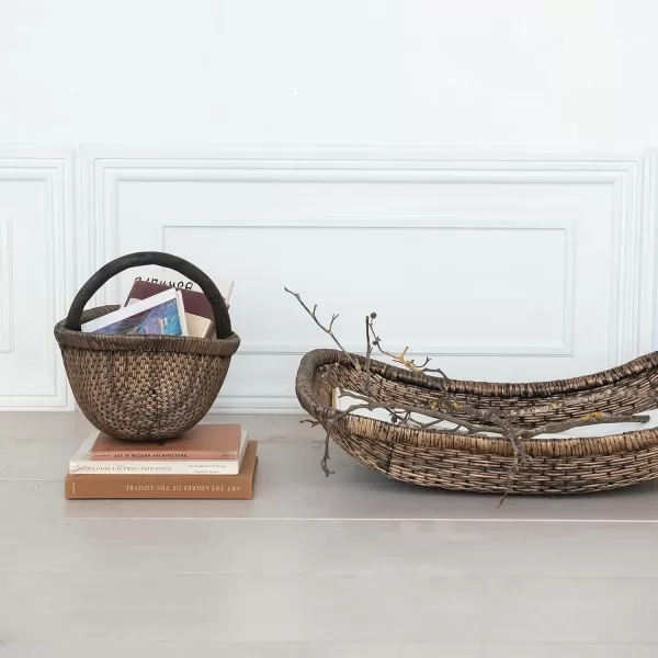 Creative CoOp Antique Woven Wicker Tray Basket BrownBasket