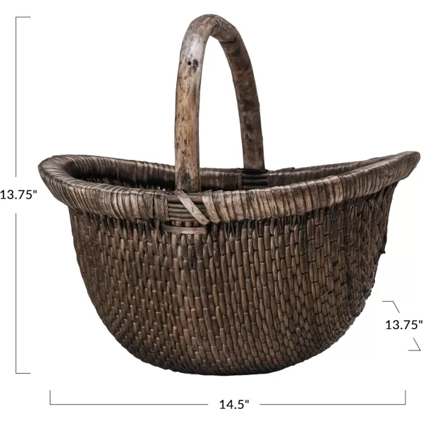 Creative CoOp Antique Woven Wicker Tray Basket BrownBasket