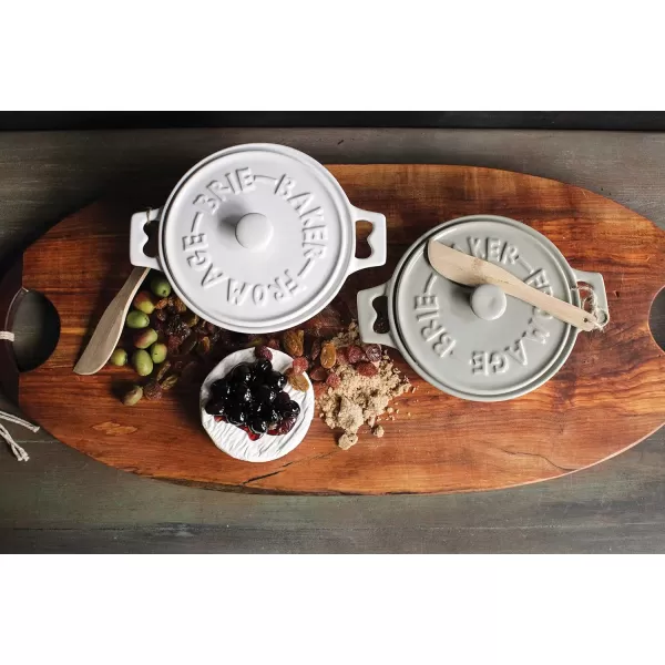 Creative CoOp Brie Bakers with Lids ampamp Wood Spreaders Set of 2 Colors