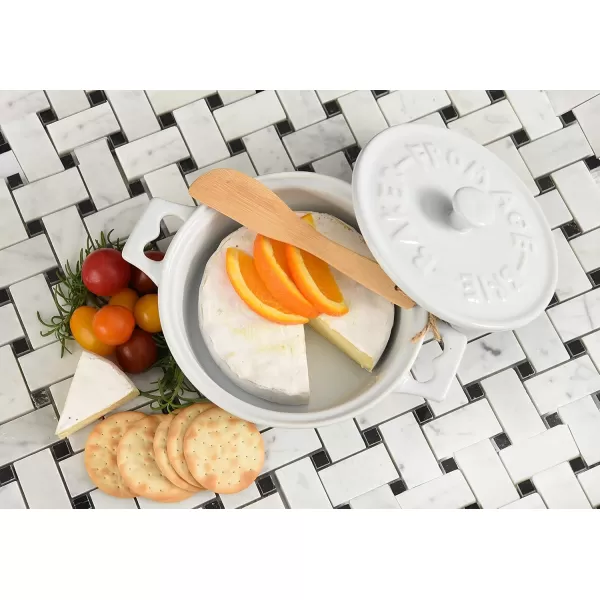 Creative CoOp Brie Bakers with Lids ampamp Wood Spreaders Set of 2 Colors