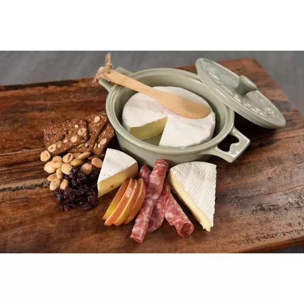 Creative CoOp Brie Bakers with Lids ampamp Wood Spreaders Set of 2 Colors