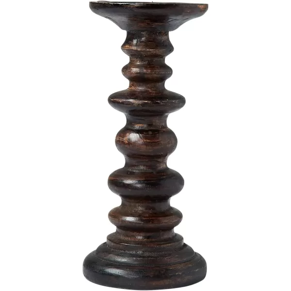 Creative CoOp Carved Wood Natural Pillar Candle Holder