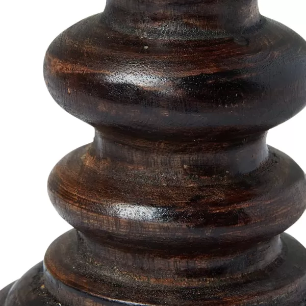 Creative CoOp Carved Wood Natural Pillar Candle Holder