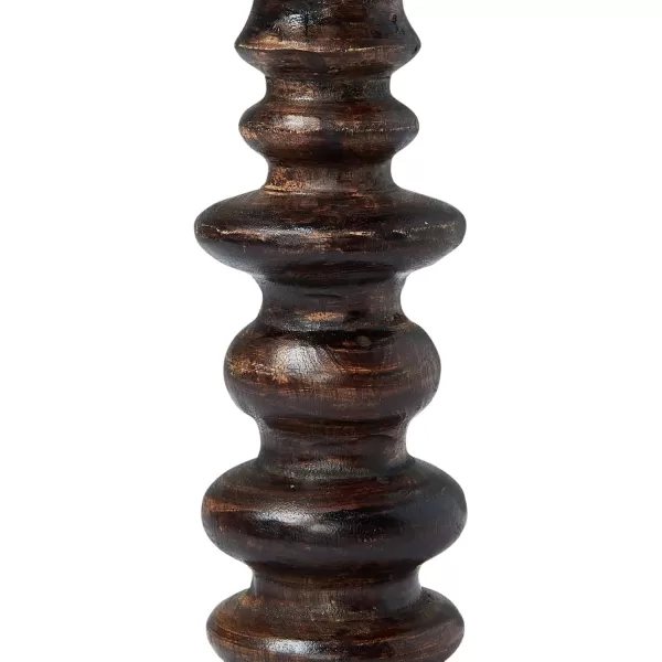 Creative CoOp Carved Wood Natural Pillar Candle Holder