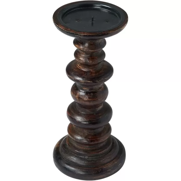 Creative CoOp Carved Wood Natural Pillar Candle Holder