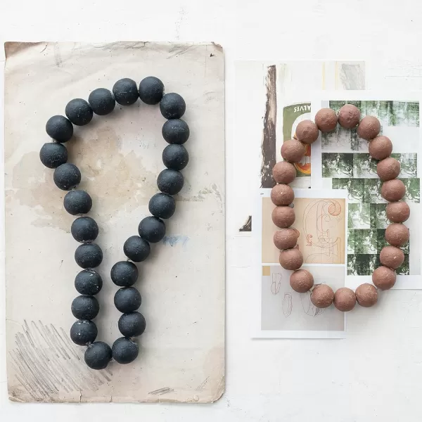 Creative CoOp Cement Bead Garland BlackBrown