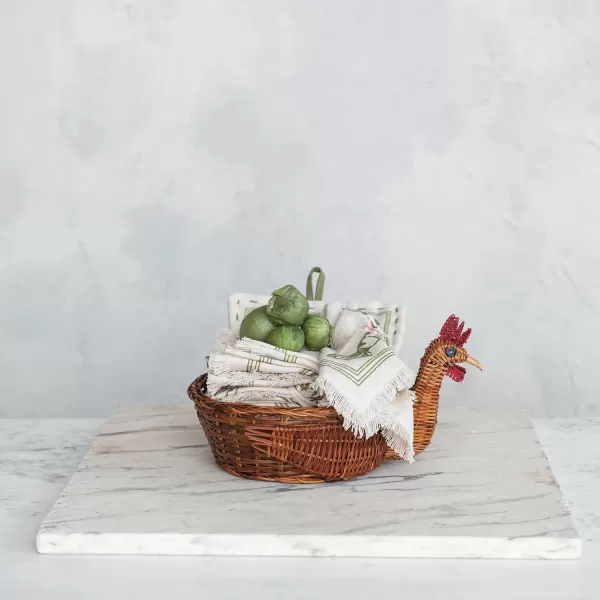 Creative CoOp Charming Fern ChickenShaped Basket Natural