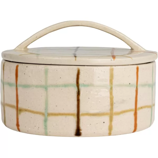 Creative CoOp Checkered Charm Stoneware Taper Holders MulticolorDish with Lid