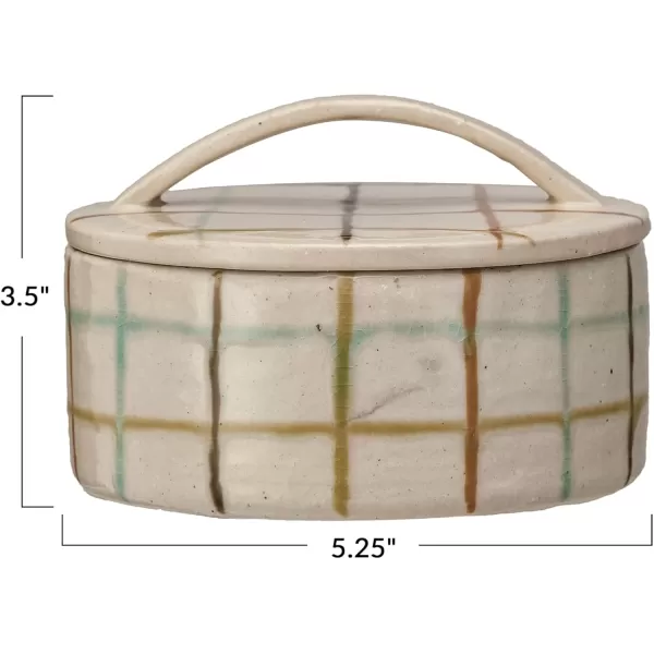 Creative CoOp Checkered Charm Stoneware Taper Holders MulticolorDish with Lid