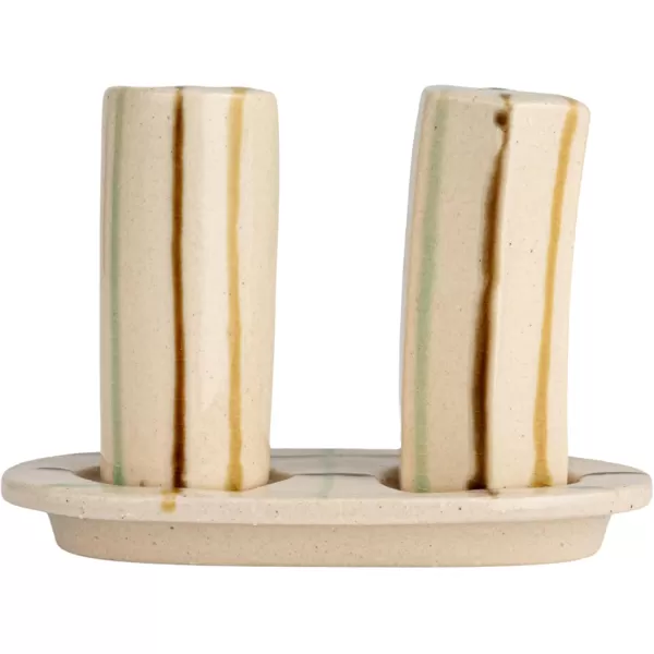 Creative CoOp Checkered Charm Stoneware Taper Holders MulticolorSalt  Pepper Shakers