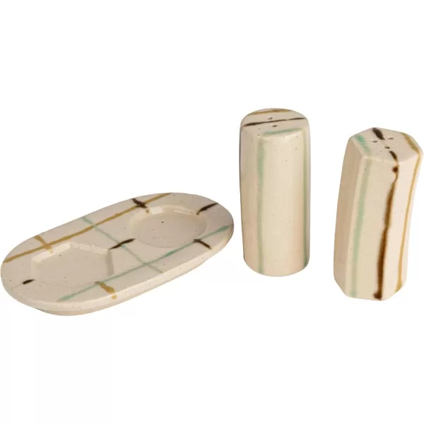Creative CoOp Checkered Charm Stoneware Taper Holders MulticolorSalt  Pepper Shakers
