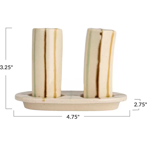 Creative CoOp Checkered Charm Stoneware Taper Holders MulticolorSalt  Pepper Shakers