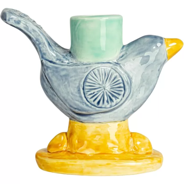 Creative CoOp Chirpy Elegance Stoneware Taper Holder Multicolor