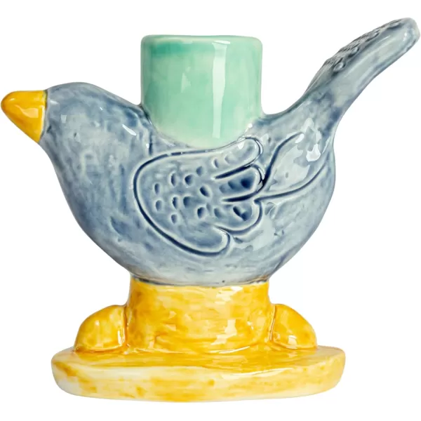 Creative CoOp Chirpy Elegance Stoneware Taper Holder Multicolor