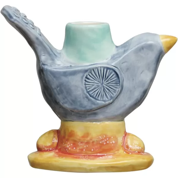 Creative CoOp Chirpy Elegance Stoneware Taper Holder Multicolor