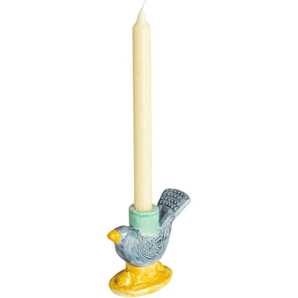 Creative CoOp Chirpy Elegance Stoneware Taper Holder Multicolor