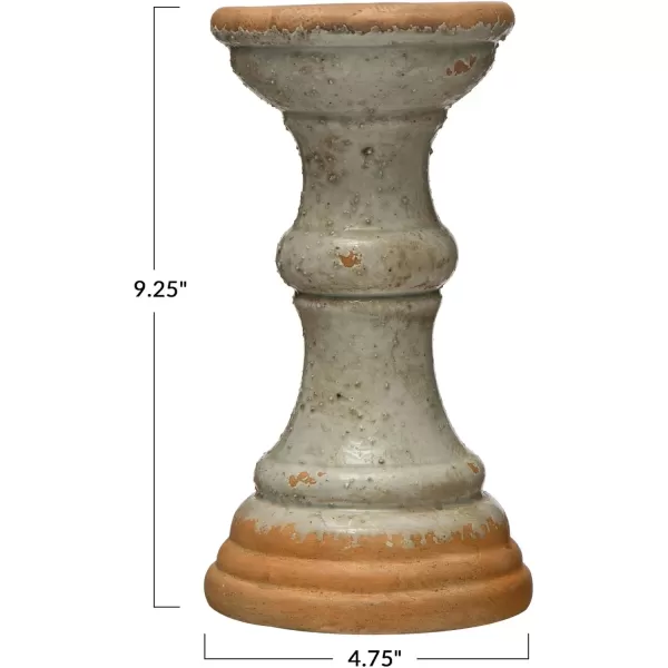 Creative CoOp Coastal 2Tone Terracotta Distressed Grey Pillar Candle Holder Gray