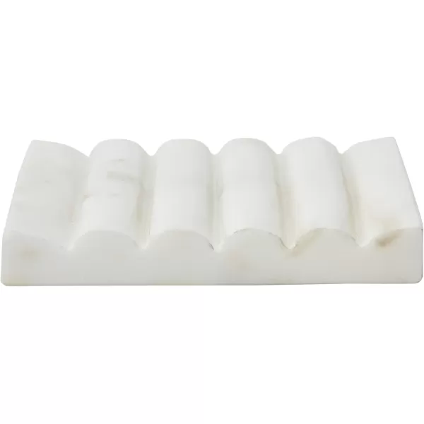 Creative CoOp Contemporary Carved Marble Bathrooms Soap Dish White