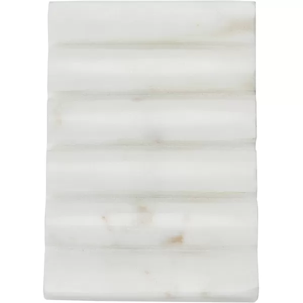 Creative CoOp Contemporary Carved Marble Bathrooms Soap Dish White