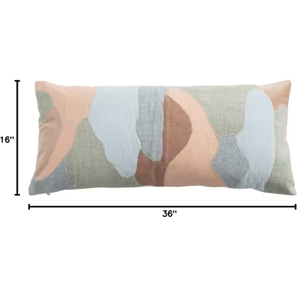 Creative CoOp Cotton Blend Patchwork Lumbar Pillow 36quot L x 16quot W x 2quot H Multicolor