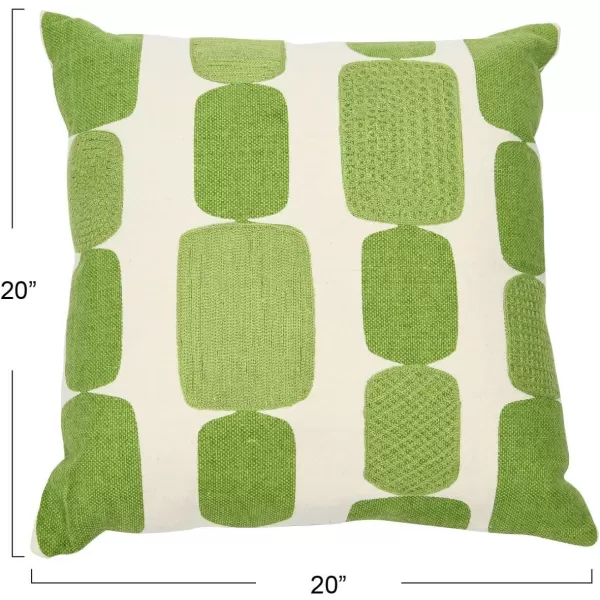 Creative CoOp Cotton Canvas Printed Embroidery Pillow 20quot L x 20quot W x 2quot H Multicolor