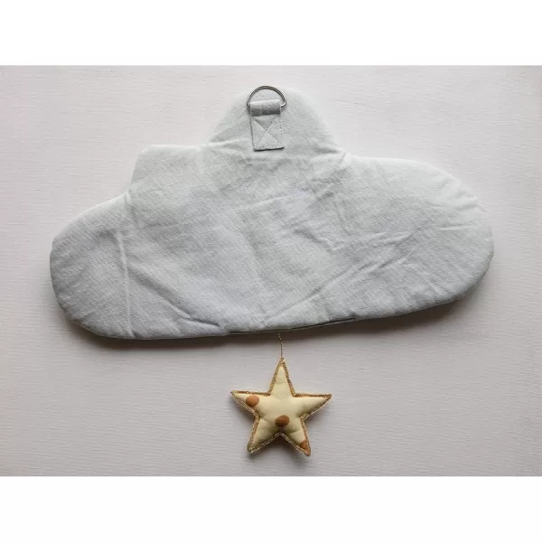 Creative CoOp Cotton Cloud Embroidery Twinkle Little Star Wall Hanging Blue