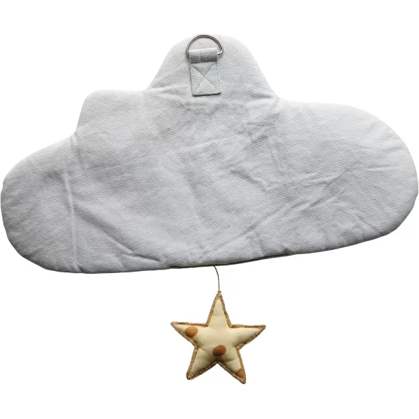 Creative CoOp Cotton Cloud Embroidery Twinkle Little Star Wall Hanging Blue