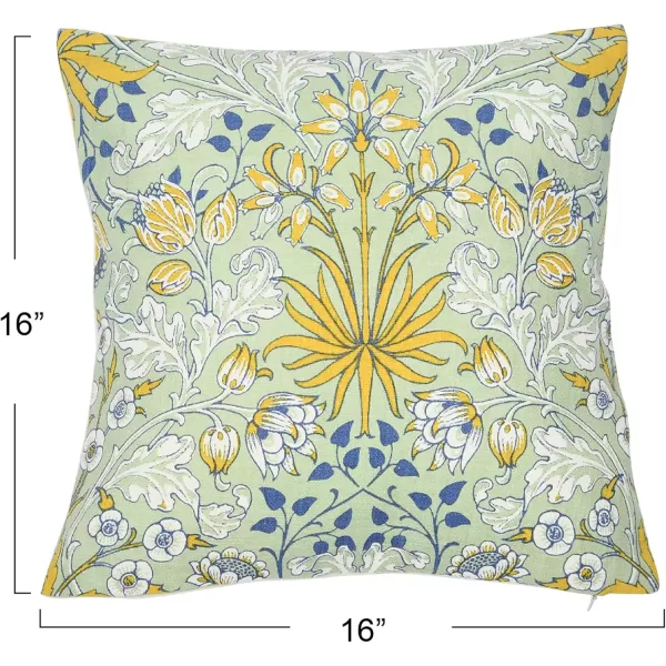 Creative CoOp Cotton Floral Pattern Pillow 16quot L x 16quot W x 2quot H MulticolorMulticolor