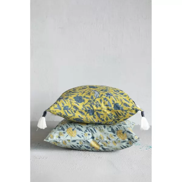 Creative CoOp Cotton Floral Pattern Pillow 16quot L x 16quot W x 2quot H MulticolorMulticolor