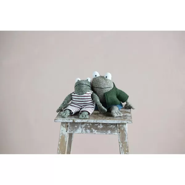 Creative CoOp Cotton Frog in Shirt and Shorts Stuffed Animal 13quot L x 5quot W x 5quot H Multicolor