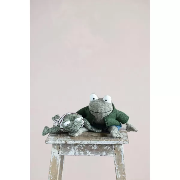 Creative CoOp Cotton Frog in Shirt and Shorts Stuffed Animal 13quot L x 5quot W x 5quot H Multicolor