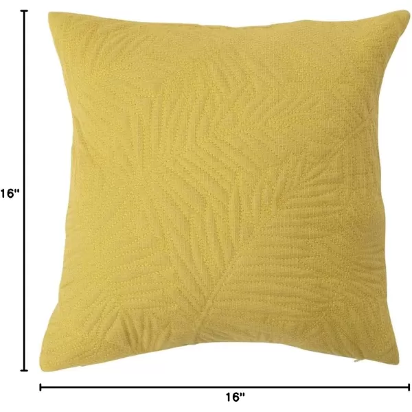 Creative CoOp Cotton Quilted Fern Frond Pattern Pillow 16quot L x 16quot W x 2quot H Green