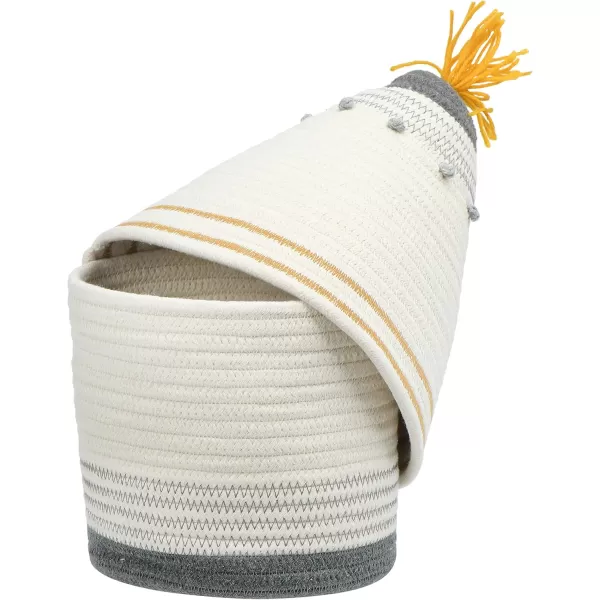 Creative CoOp Cotton Rope Lid and Embroidery Baskets Grey