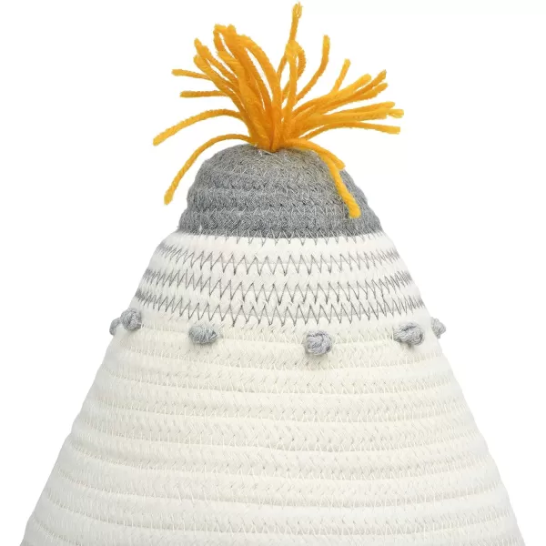 Creative CoOp Cotton Rope Lid and Embroidery Baskets Grey